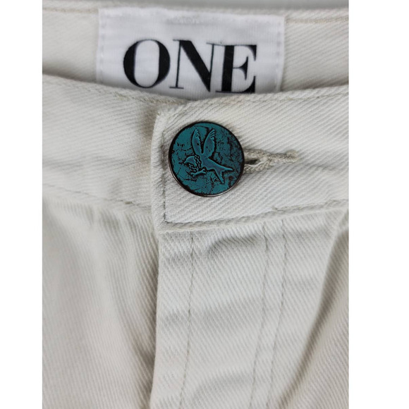 One By One Teaspoon Junk Yard White Turquoise Button Fly Frayed Hem Skirt 25 - Picture 4 of 9